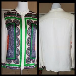 Anthropologie Line and Dot Silk Blouse